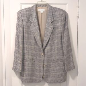 Liz Claiborne 90s tweed grey light blue oversize blazer 12